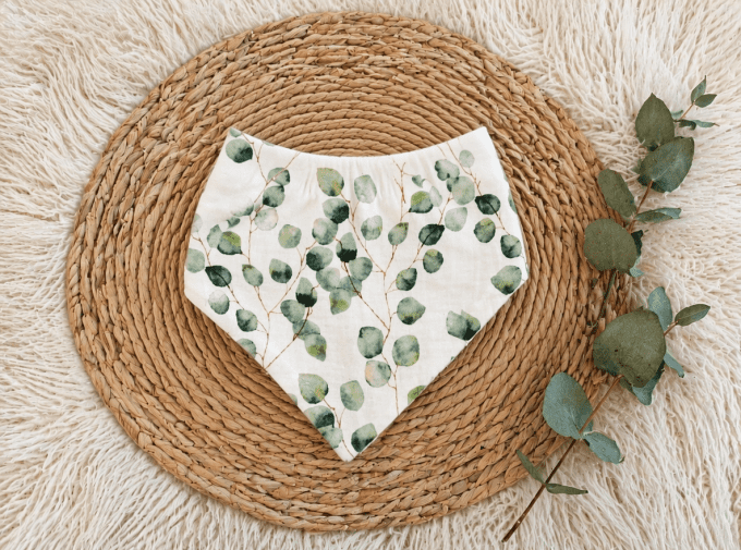 Bavoir bandana eucalyptus blanc