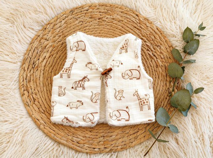 Gilet de berger Animaux caramel