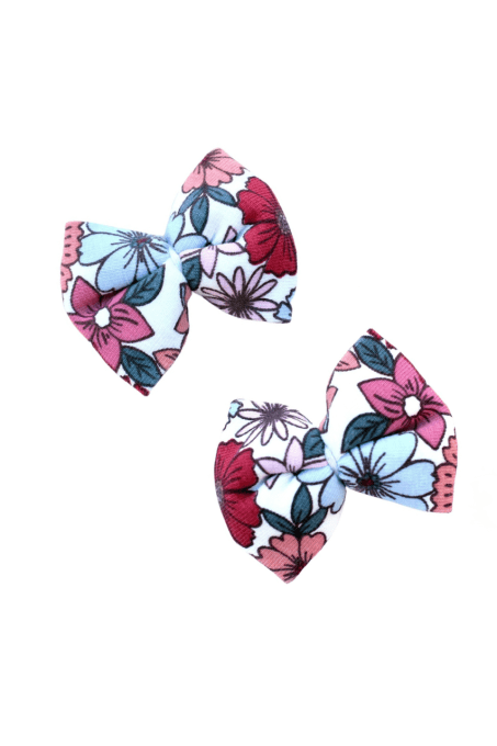 Lot de 2 barrettes Liberty rose fuchsia