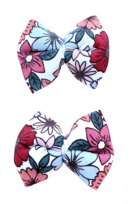 Lot de 2 barrettes Liberty rose fuchsia