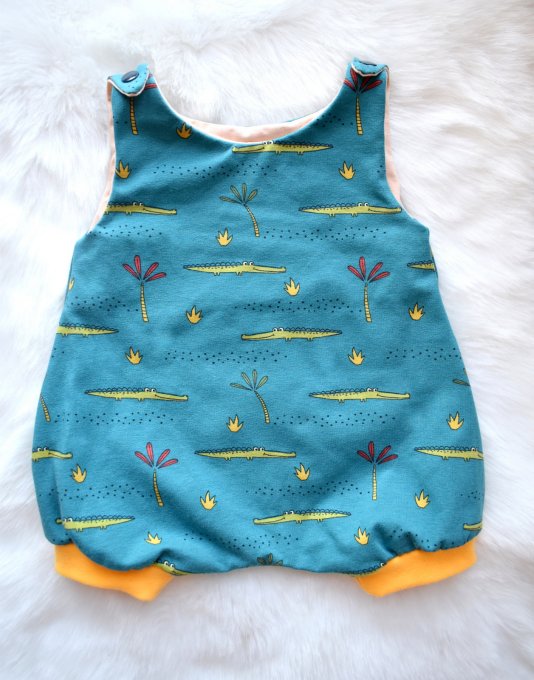 Combi-sarouel courte Crocos bleu canard