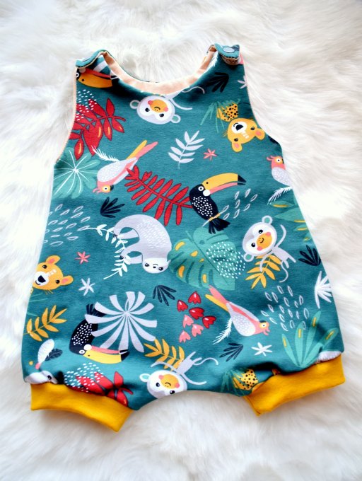 Combi-sarouel courte Tropical vert