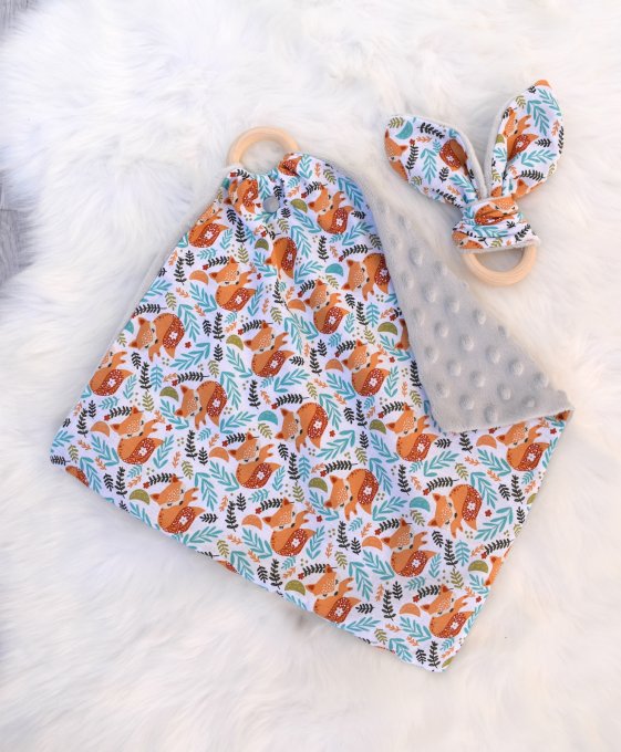 Doudou plat Renard endormi coton