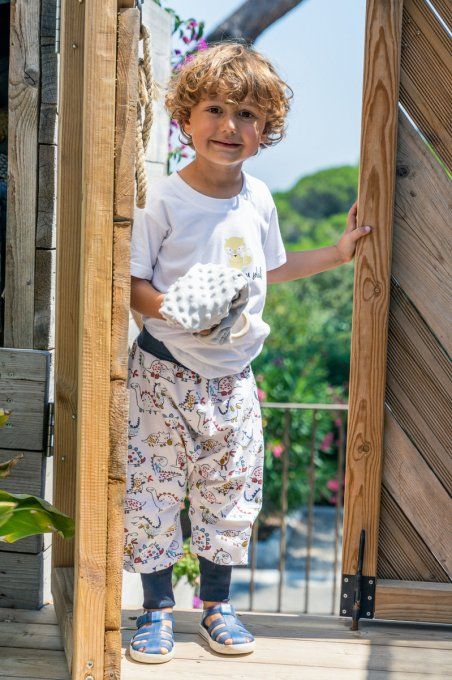 Doudou plat Dinos blanc