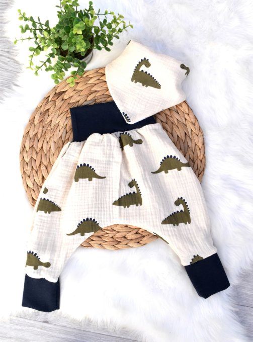 Bavoir bandana Dinos kaki