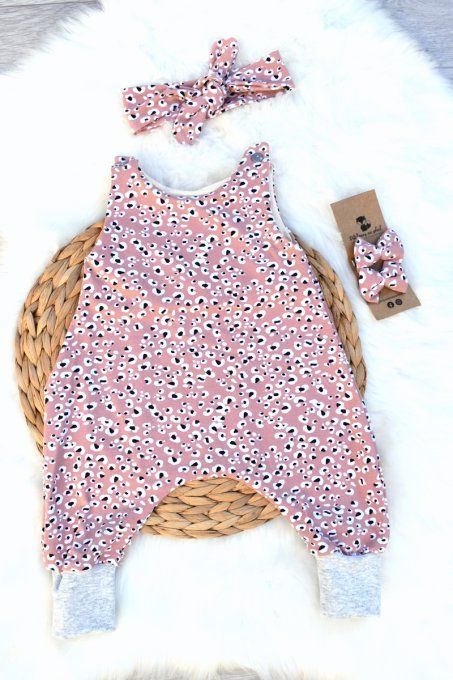 Combi-sarouel longue Léopard rose