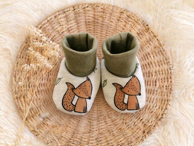Chaussons de naissance Sweet fox écru