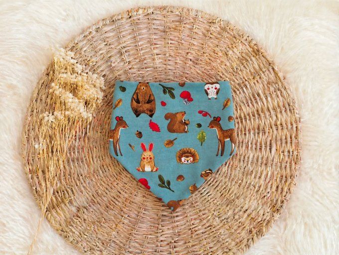 Bavoir bandana Amis de la forêt turquoise