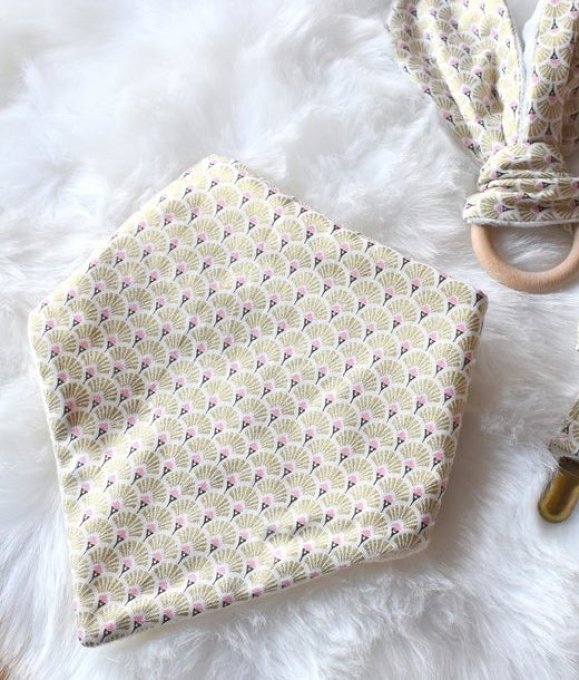 Bavoir bandana Eventails doré coton