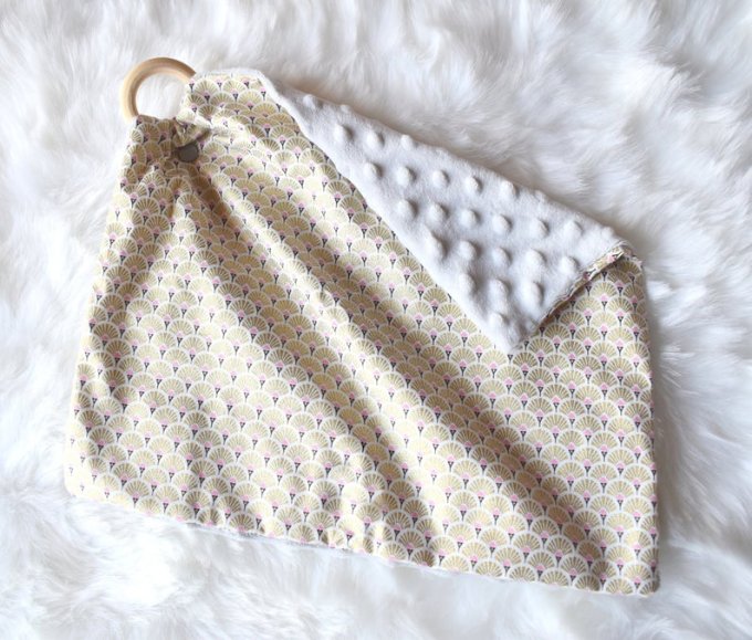 Doudou plat Éventails doré coton