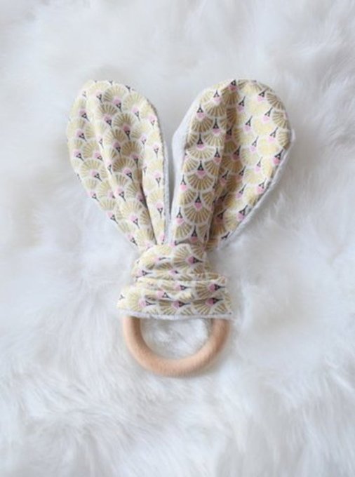 Doudou plat Éventails doré coton