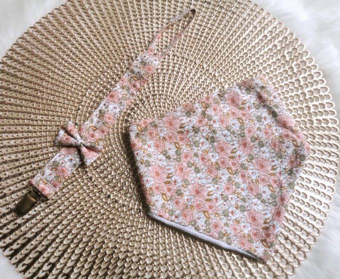 Doudou plat Liberty rose coton