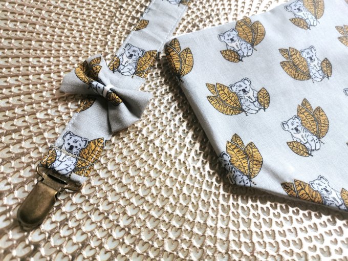 Bavoir bandana Koala beige coton